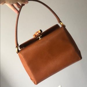 Vintage Brown Gucci Bamboo Top Handle Bag